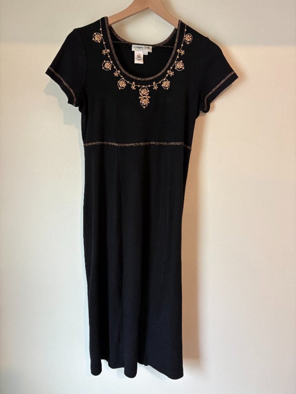 Coldwater Creek Black Embellished Beaded Maxi Dress Petite Small PS